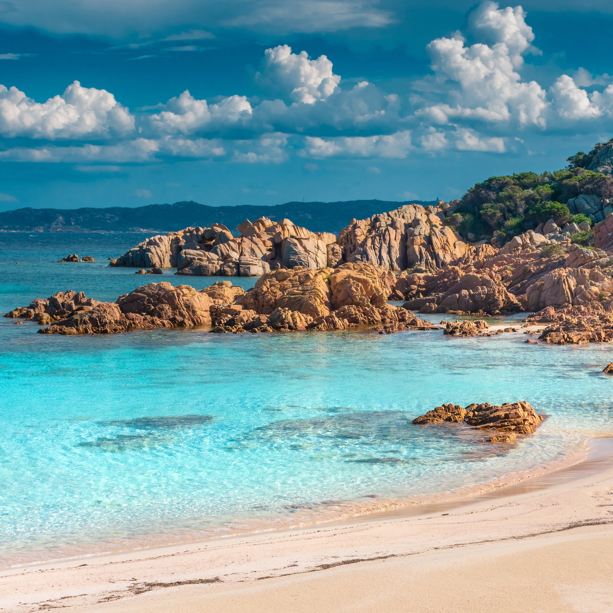 Un écho à la nature sauvage : vue imprenable sur une crique méditerranéenne où la roche escarpée rencontre une plage de sable fin, l'inspiration originelle des courbes Calagioia.