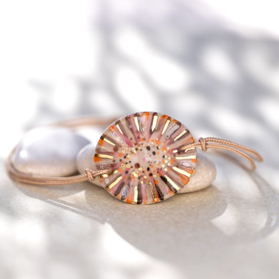Bracelet en céramique rose orangé, doré à l'or fin - Modèle Aurore Cuivrée - Cala Gioia