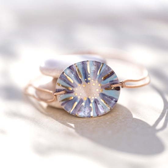 Bracelet en céramique bleu violet, doré à l'or fin - Modèle Azur Poudré - Cala Gioia