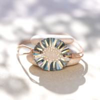 Bracelet en céramique gris bleu, doré à l'or fin - Modèle Écume Argentée - Cala Gioia