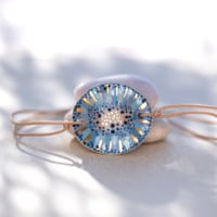 Bracelet en céramique bleu lagon, doré à l'or fin - Modèle Lagune Dorée - Cala Gioia