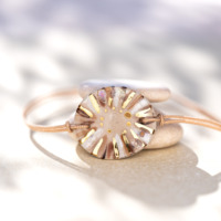 Bracelet en céramique marron et blanc, doré à l'or fin - Modèle Terre Salée - Cala Gioia