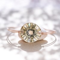 Bracelet en céramique vert olive, doré à l'or fin - Modèle Feuillage Irisé - Cala Gioia
